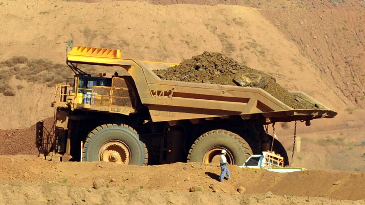 A haulage truck at an iron ore mine in the Pilbara