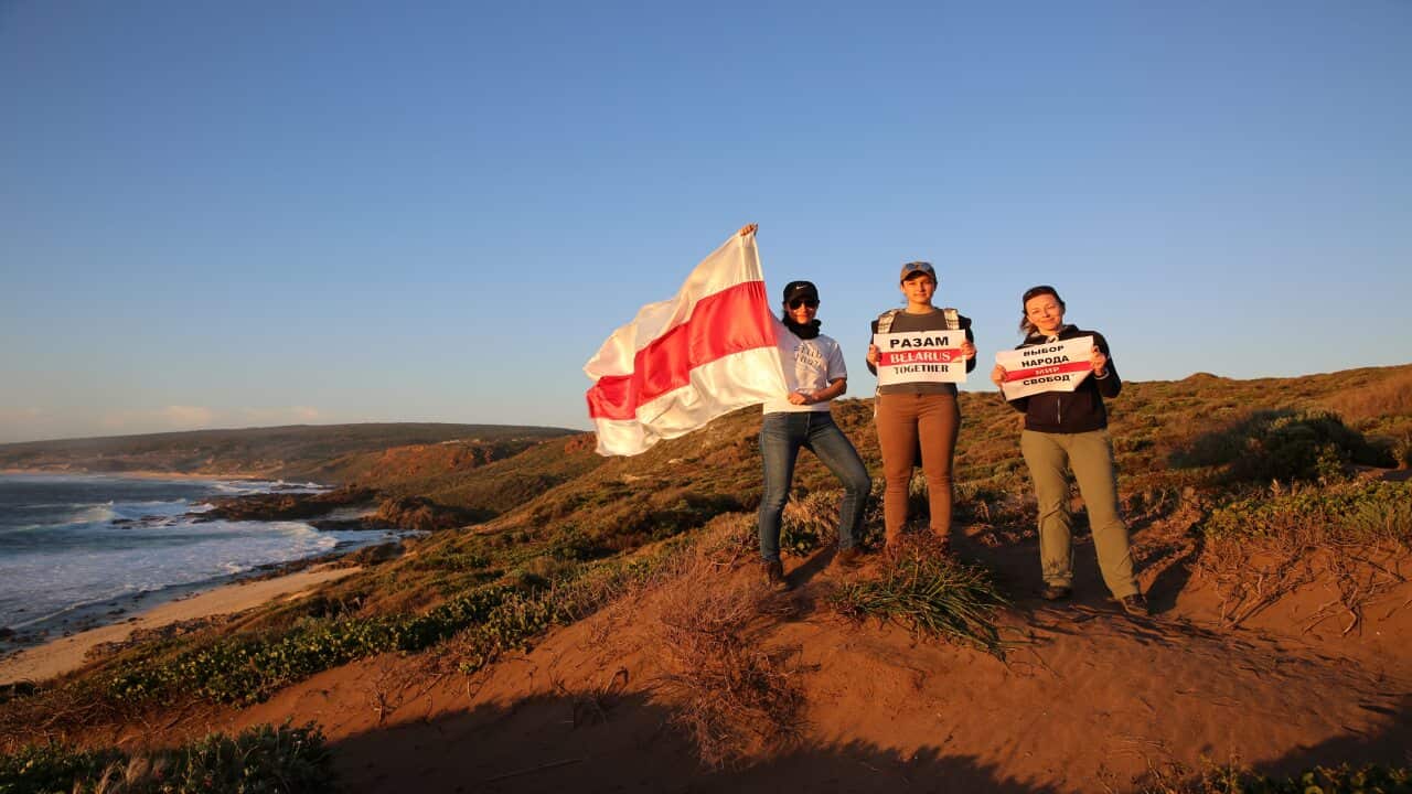 Members of Australia's Belarusian community have been staging rallies in solidarity with the mass demonstrations in their homeland.