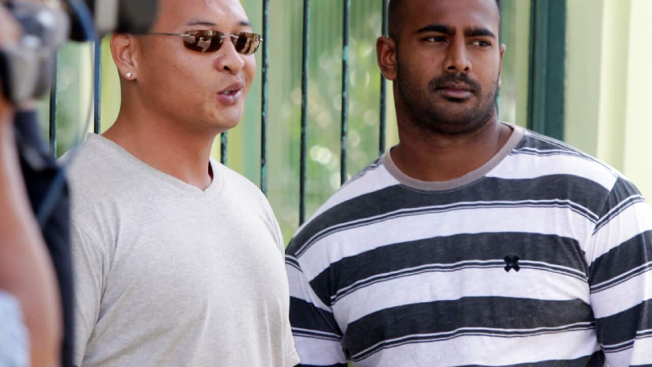 Australian death-row prisoners Myuran Sukumaran, right and Andrew Chan