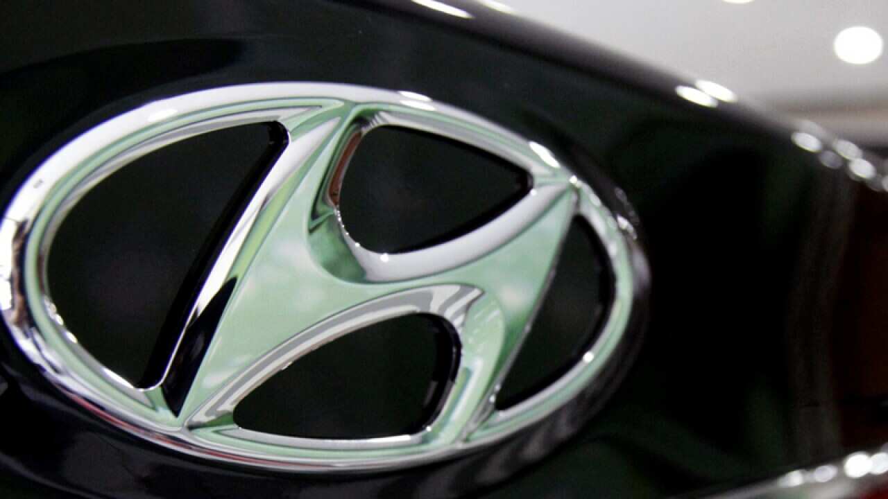 A Hyundai Motor logo seen on a car in Seoul