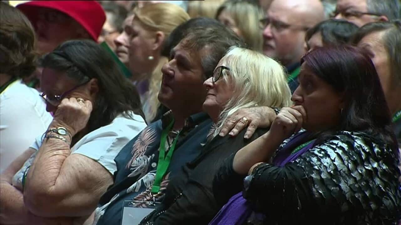 Survivors of child sexual abuse listen to the national apology