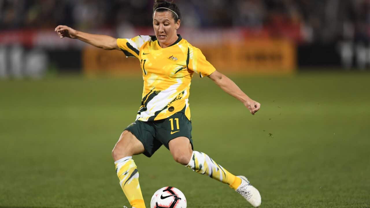 Lisa De Vanna playing for the Matildas in 2019
