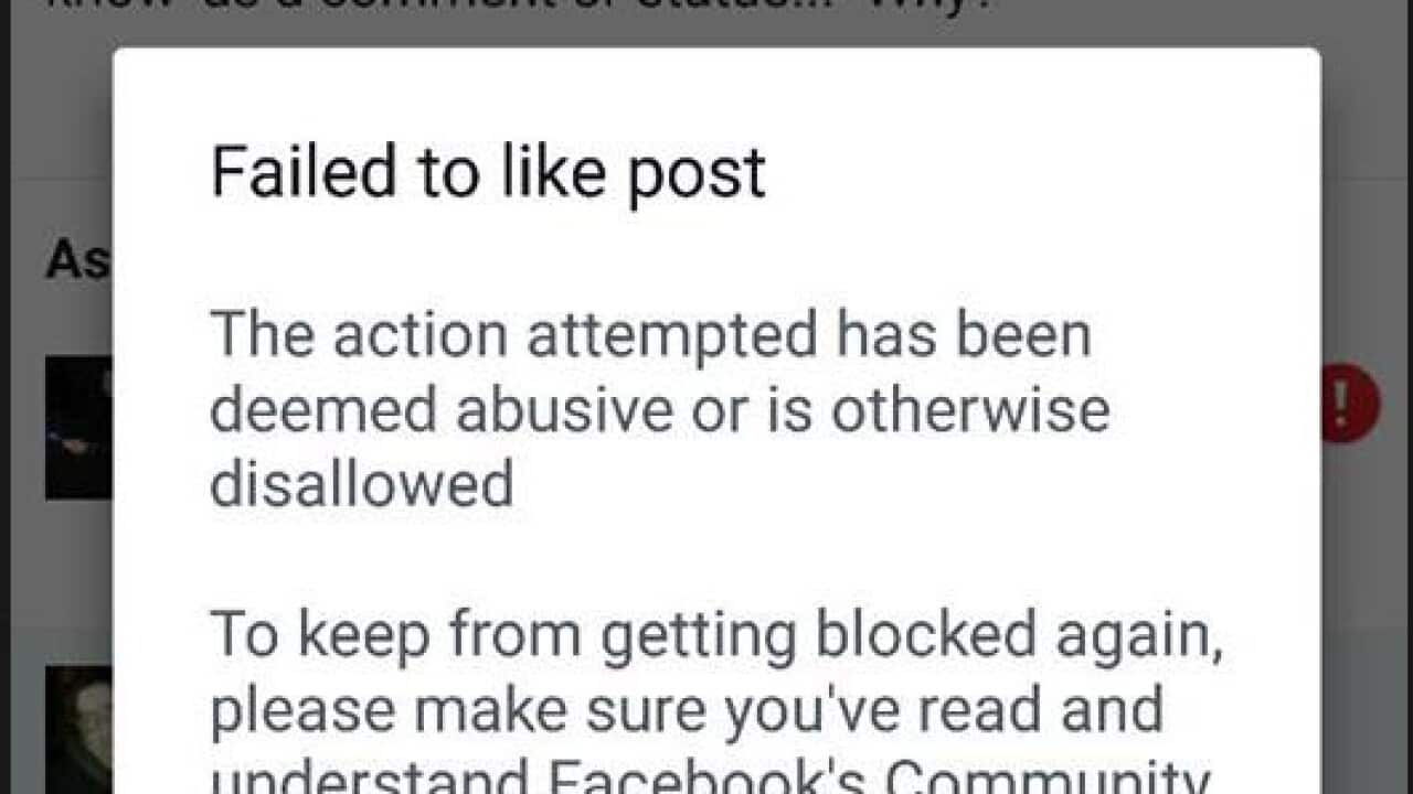 A Facebook screen grab,