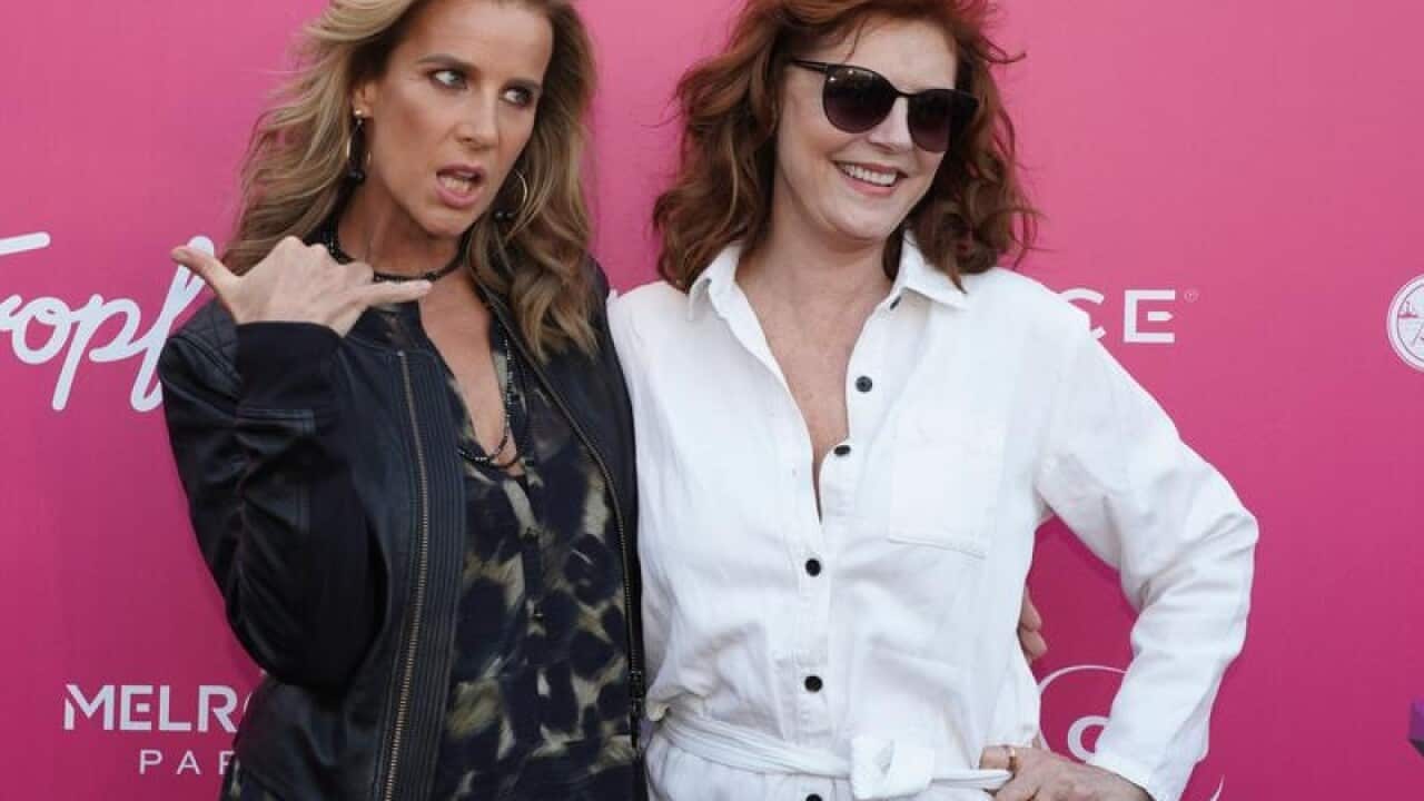 Rachel Griffiths and Susan Sarandon pose for a photograph at Tropfest.