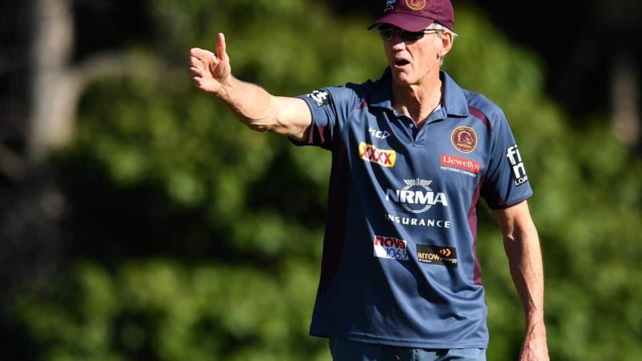 Brisbane Broncos coach Wayne Bennett is seen during a team training.