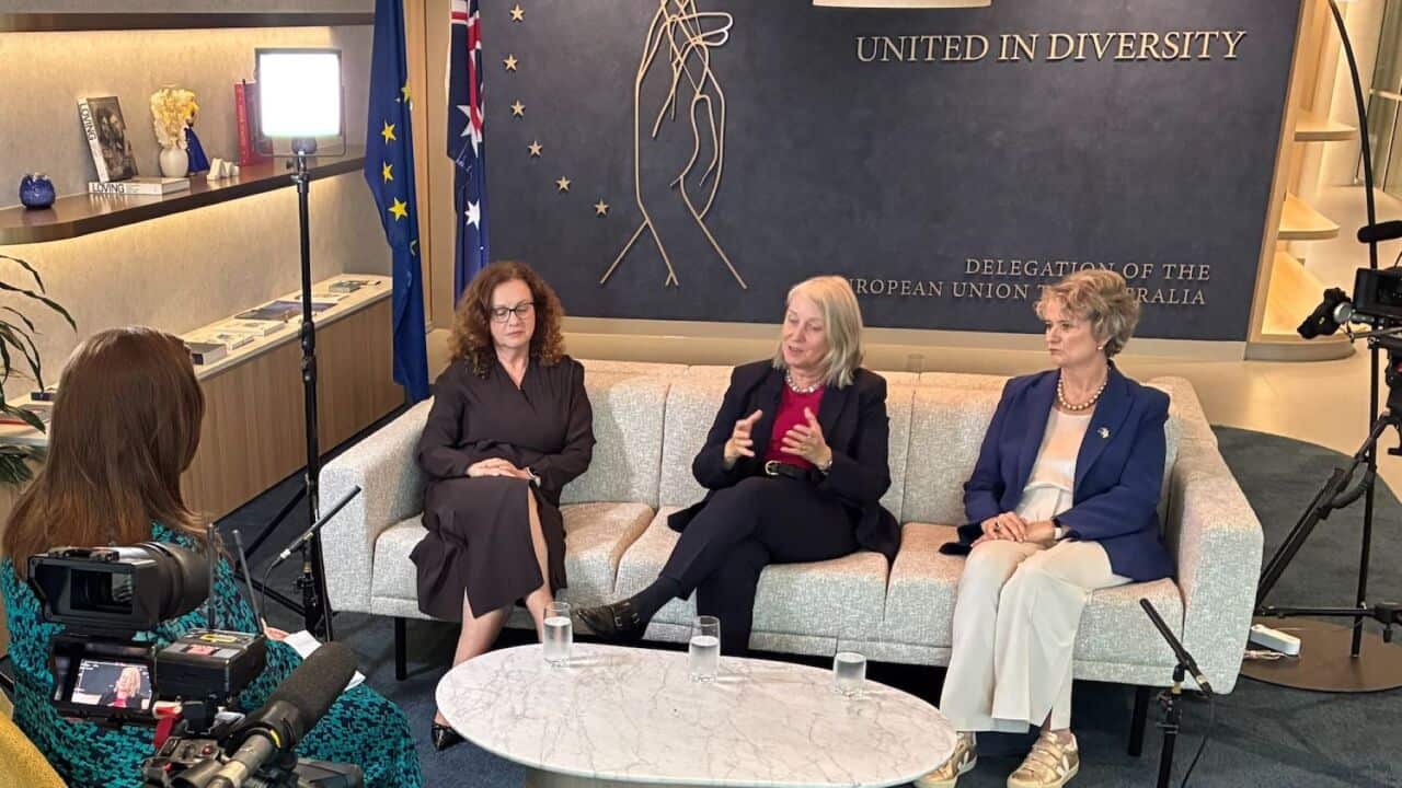 Croatian Ambassador Betty Pavelich (left), German Ambassador Beate Grzeski (middle), Irish Ambassador Fiona Flood (right) (SBS World News).jpeg