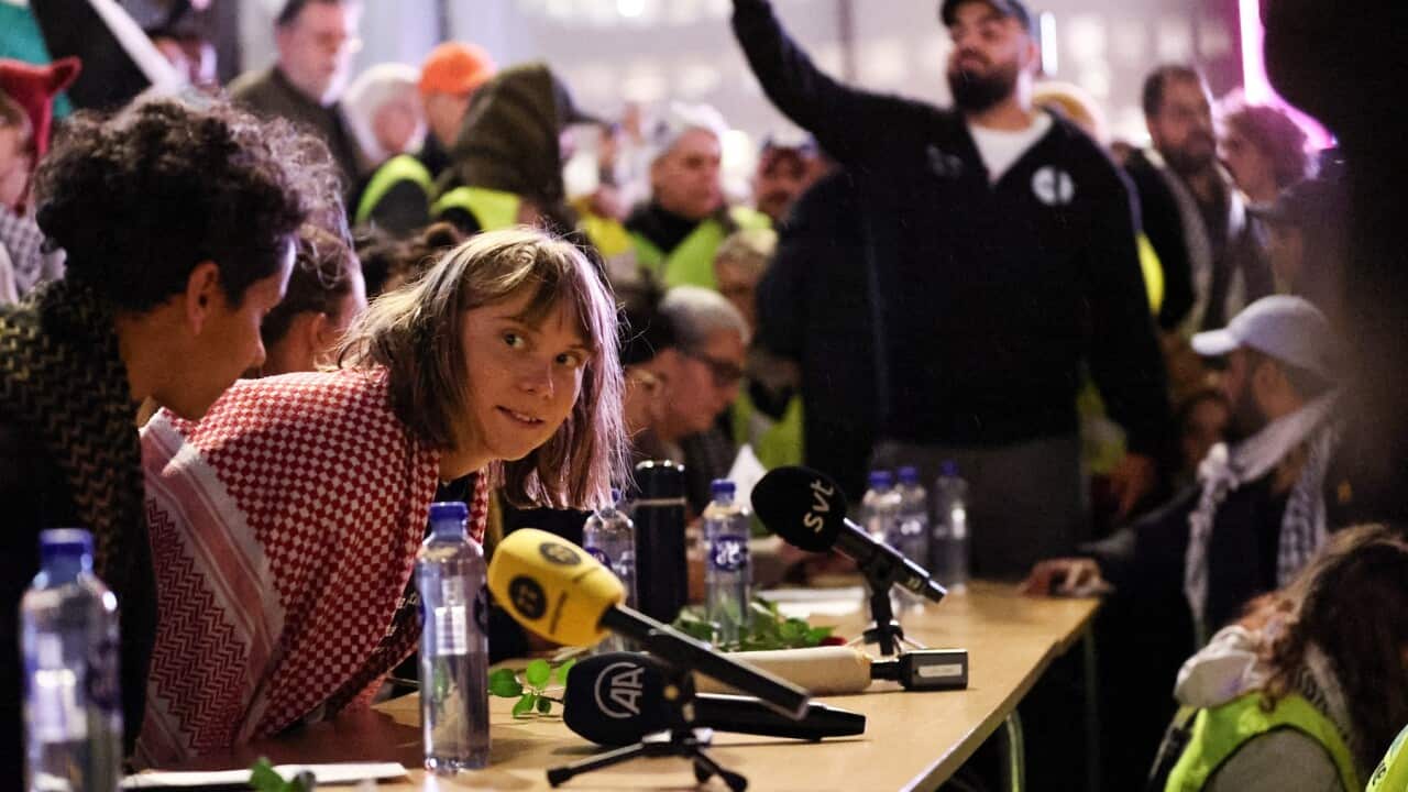 Greta Thunberg speaks at a press conference following her arrival in Sweden
