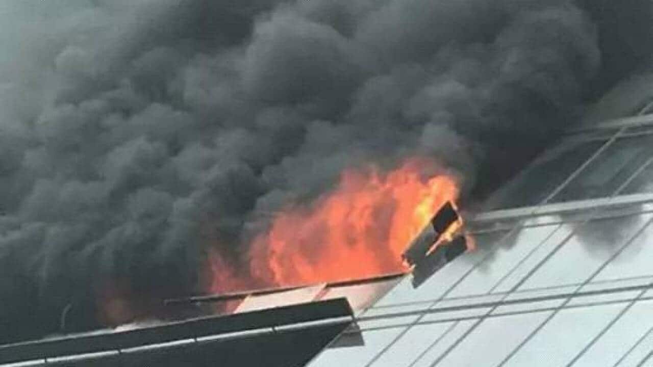 apartment on fire