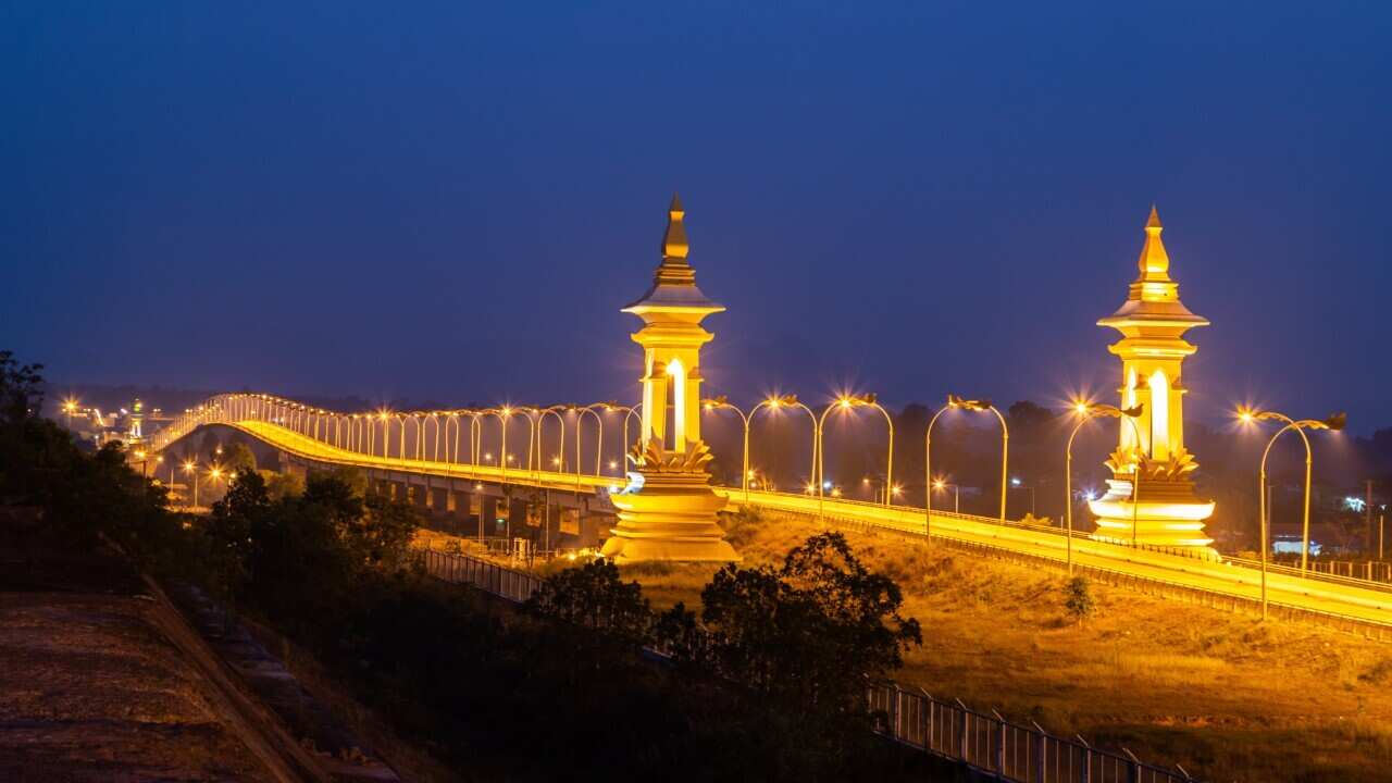 Thai - Lao friendship bridge across mekong river in Nakhon Phanom Thailand (Getty Imageskrisanapong detraphiphat)