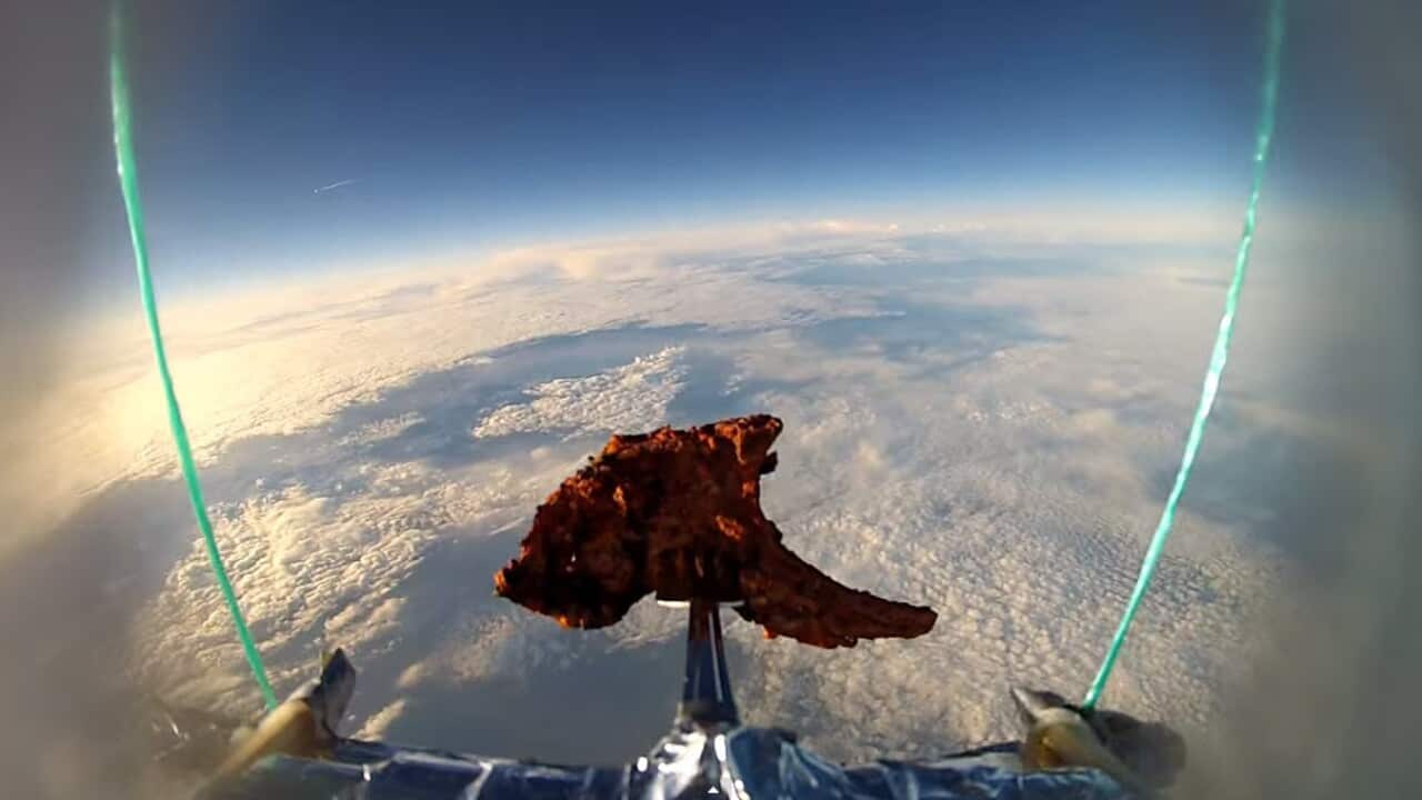 Tandoori lamb chop sent to space (Screenshot: YouTube/Nikesh Shukla)
