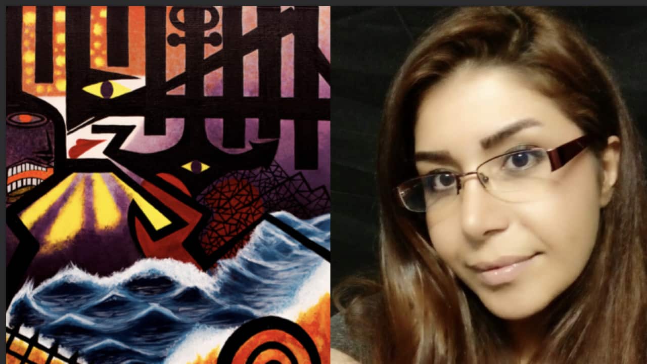 Elahe Zivardar and her painting 19 July