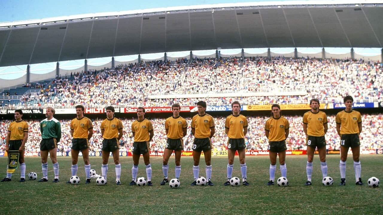 The Socceroos prior to their match against Argentina in 1988