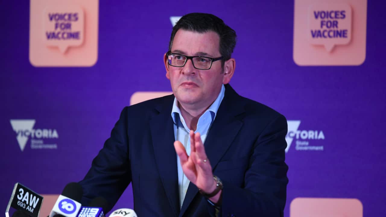 Victorian Premier Daniel Andrews addresses the media during a press conference in Melbourne