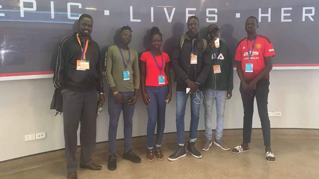 Garang Kon with the youth at the Victorian youth Submit