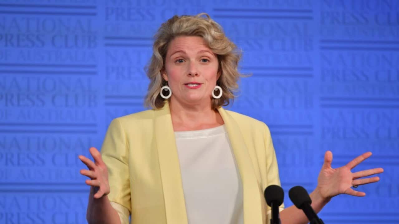 Labor’s innovation spokesperson Clare O'Neil at the National Press Club in Canberra, Wednesday, November 25, 2020