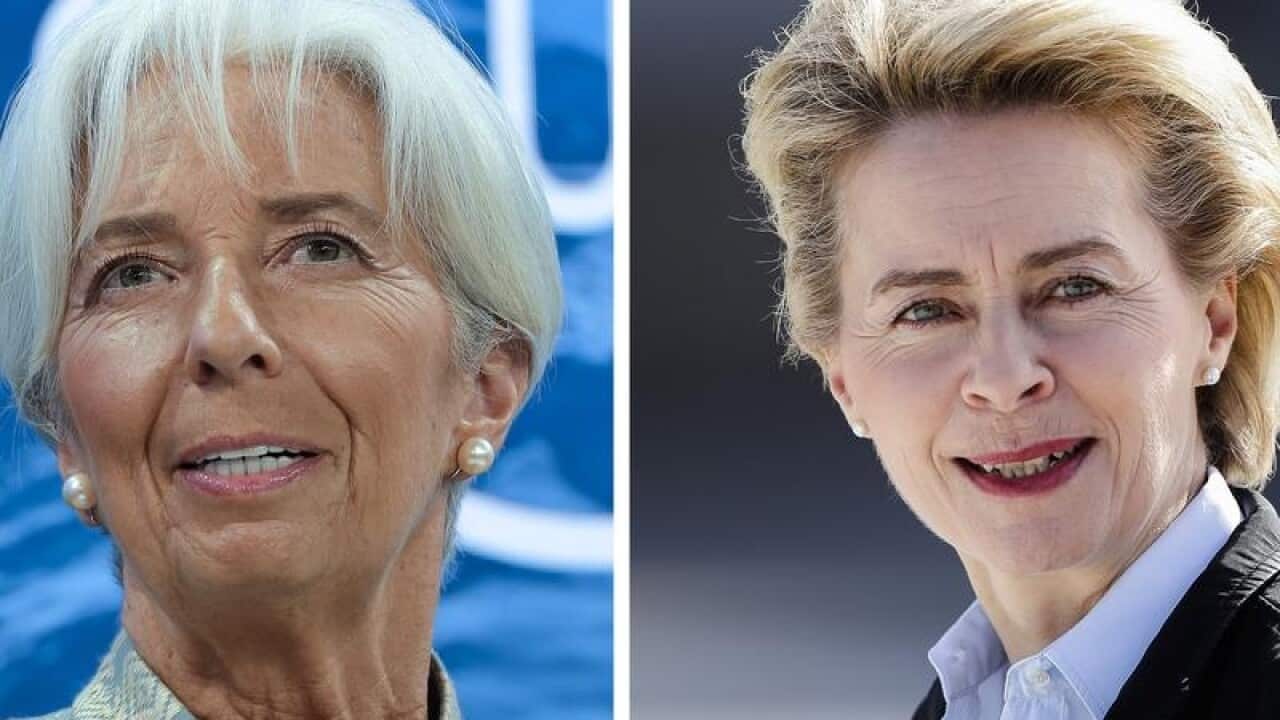 A composite image of Christine Lagarde and Ursula von der Leyen