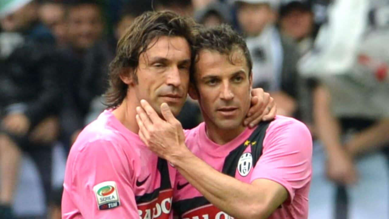 Andrea Pirlo (L), Alessandro Del Piero