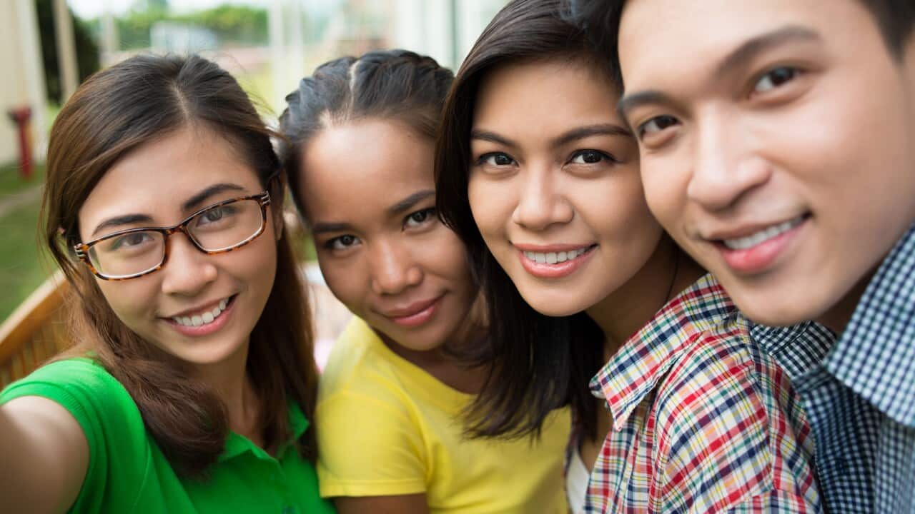 Students taking selfie