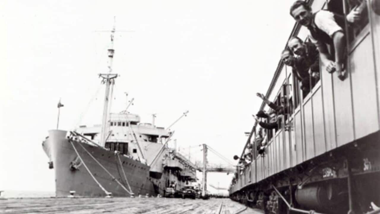 HMAS-Kanimbla-and-Train-to-Bonegilla-1947 edit.jpg