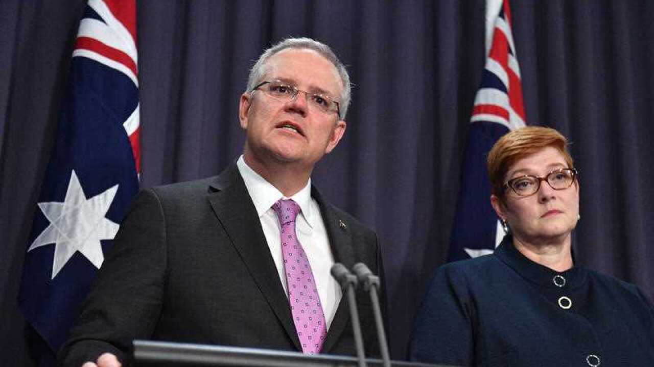 Scott Morrison and Foreign Affairs Minister Marise Payne address the media about moving our embassy from Tel Aviv to Jerusalem.