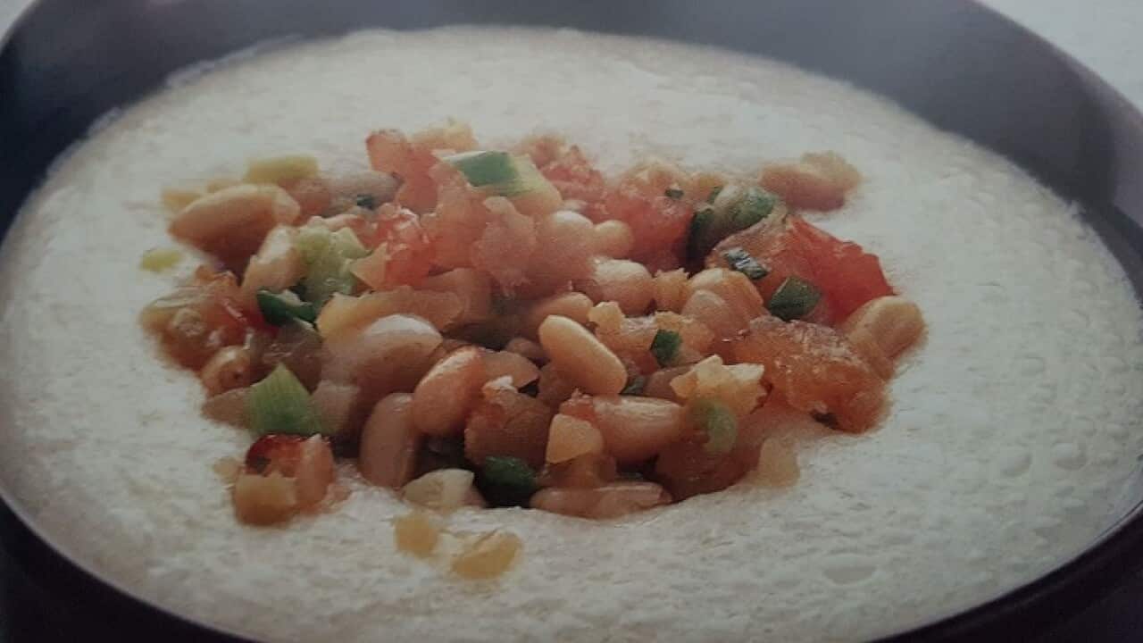 Steam Egg white mixed with soya milk