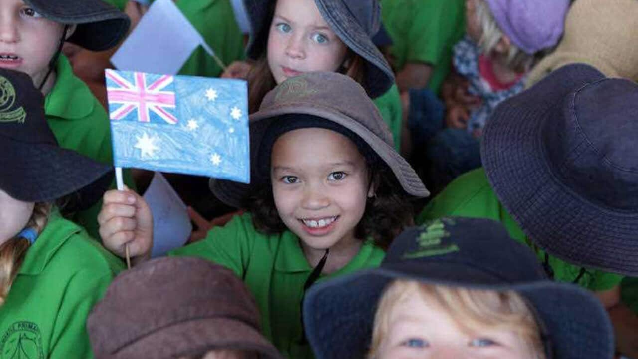 A child at a WA primary school with an Australian flag (AAP).jpg
