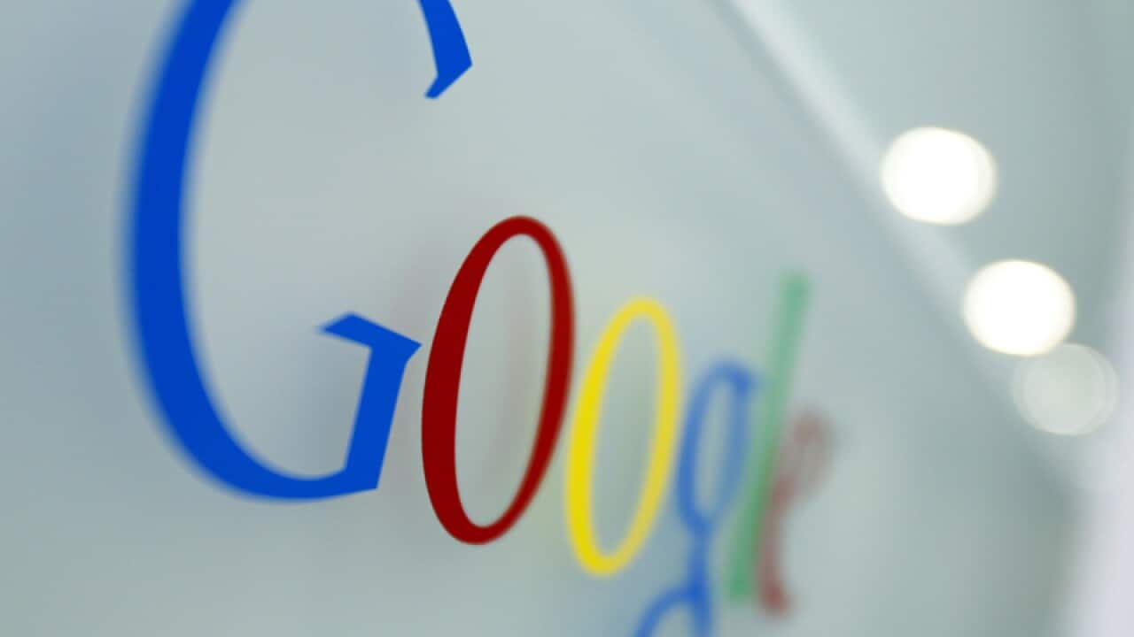 The Google logo is seen at the Google headquarters in Brussels
