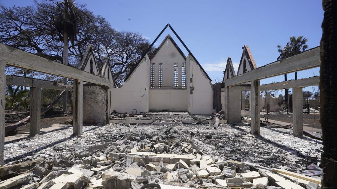 Lahaina's Waiola church, founded in 1823 by Queen Keōpūolani, destroyed by the wildfire (AAP)