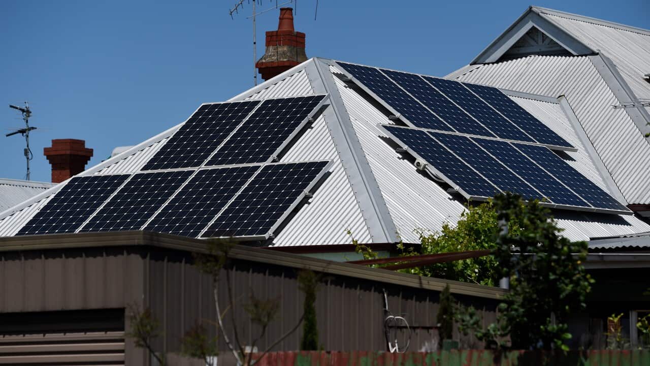 Solar panels on the roof of a house