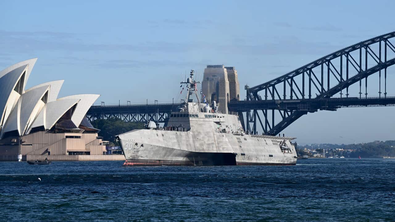 US warship in harbour