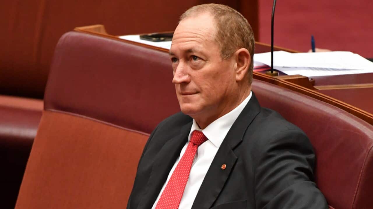 Independent Senator Fraser Anning during a censure motion against him in the Senate chamber
