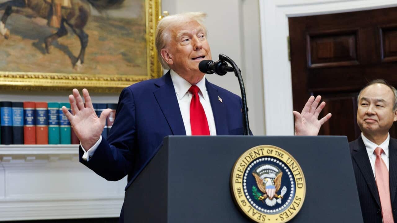 President Donald Trump gives remarks in the Roosevelt Room of the White House (AAP)