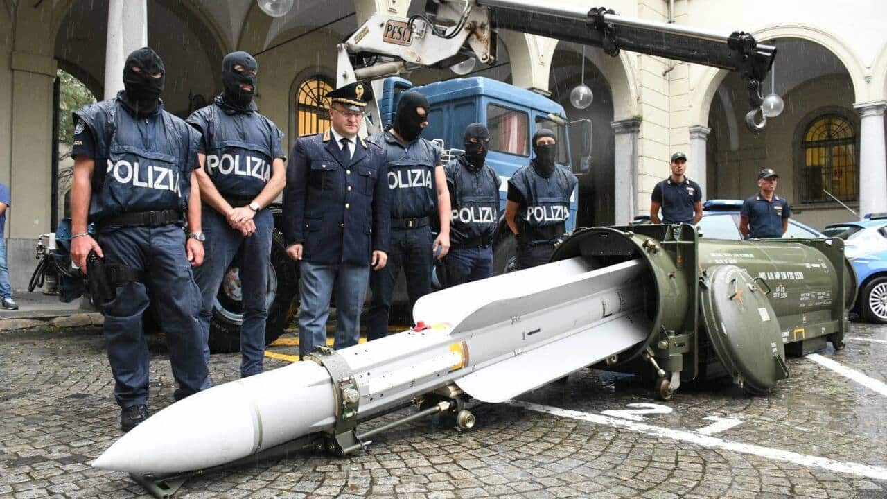 Italian police have seized a missile and a variety of deadly weapons as part of a crackdown on far-right groups in Turin.
