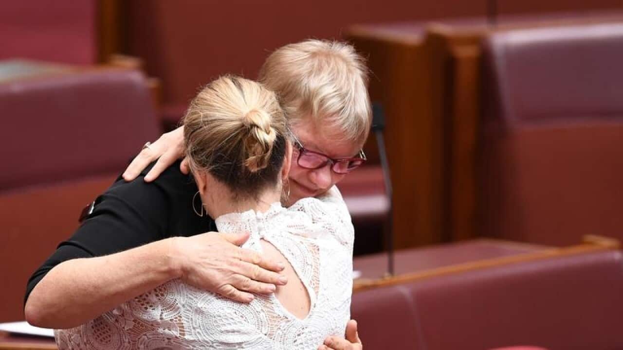 Greens Senator Janet Rice (right) Labor Senator Louise Pratt