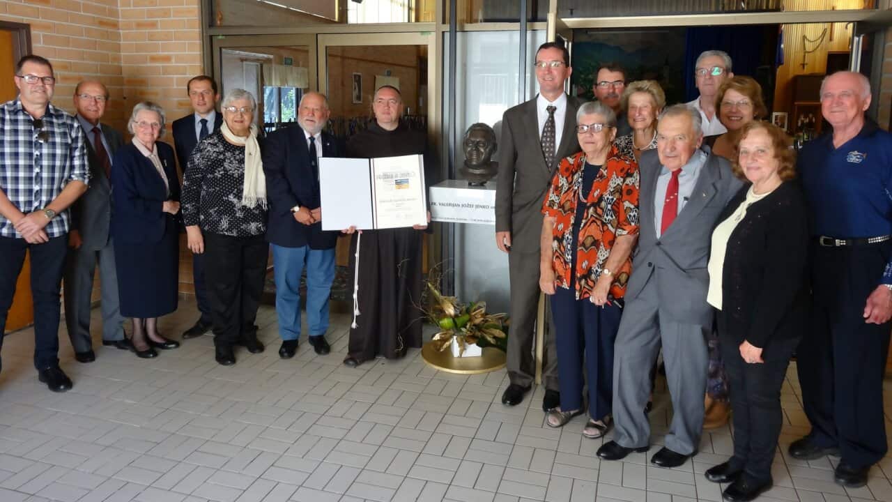 Minister for Slovenians Abroad Peter Česnik at St Raphael's Slovenian church, Merrylands, Sydney