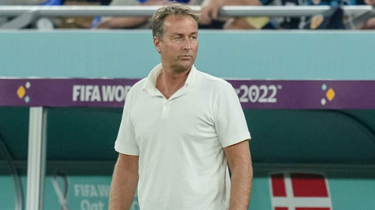 Denmark coach Kasper Hjulmand looks on during a match