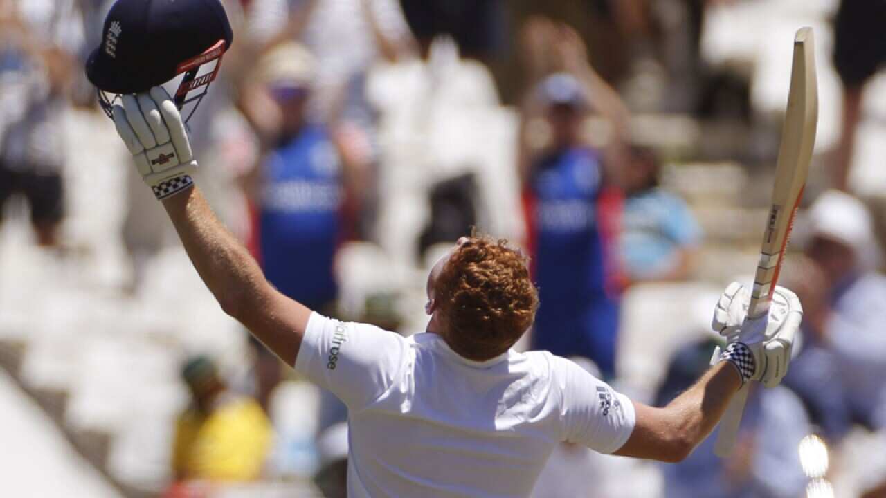 England batsman Jonny Bairstow celebrates after scoring a century