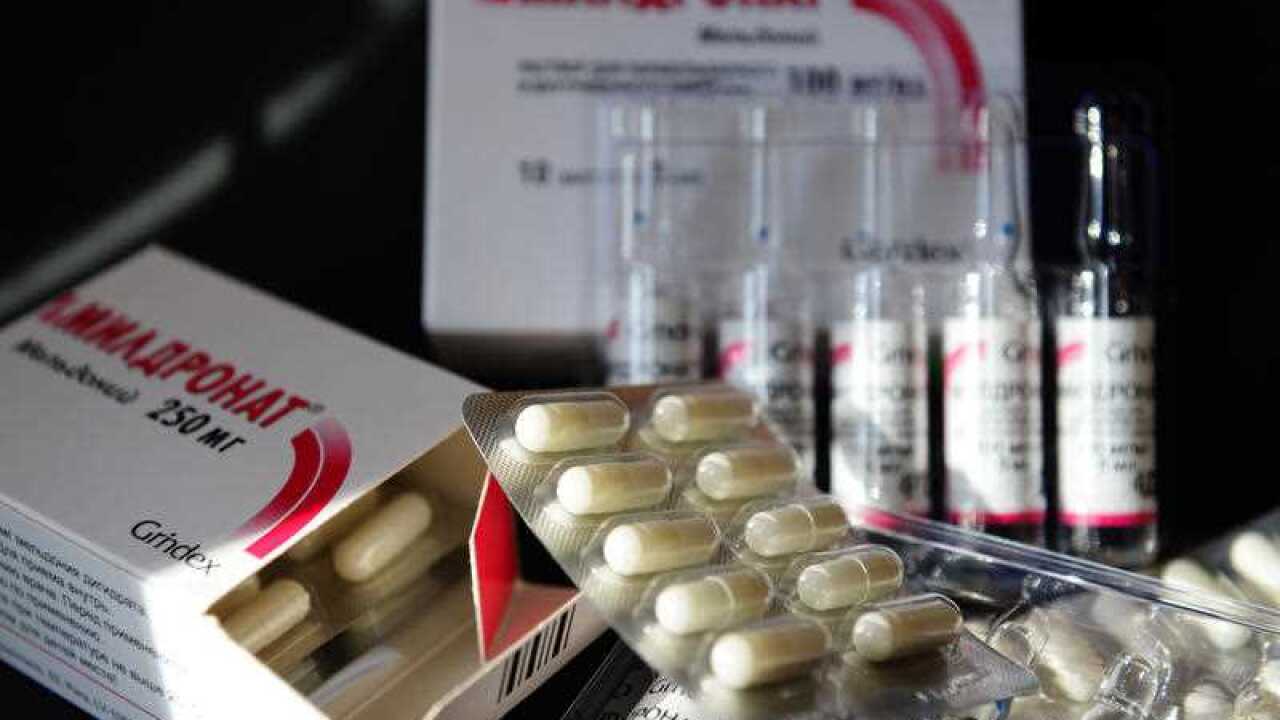 Meldonium, usually branded as mildronate, banned from use by the World Anti-Doping Agency (WADA) starting January 1, 2016.