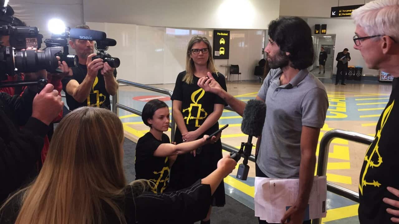 Behrouz Boochani arrived at Auckland airport