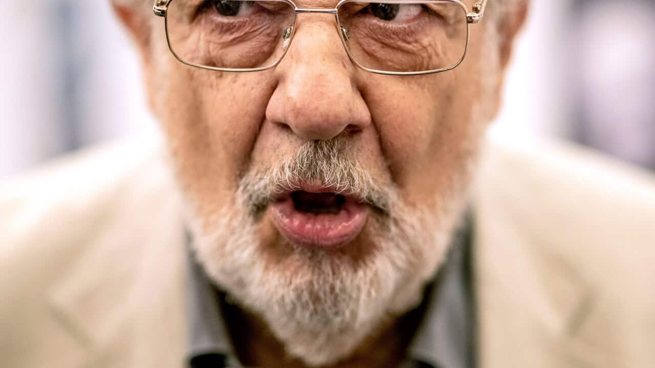 Placido Domingo speaks during a news conference