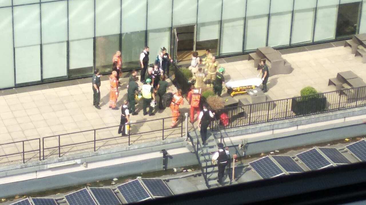 Emergency crews attending a scene at the Tate Modern art gallery.