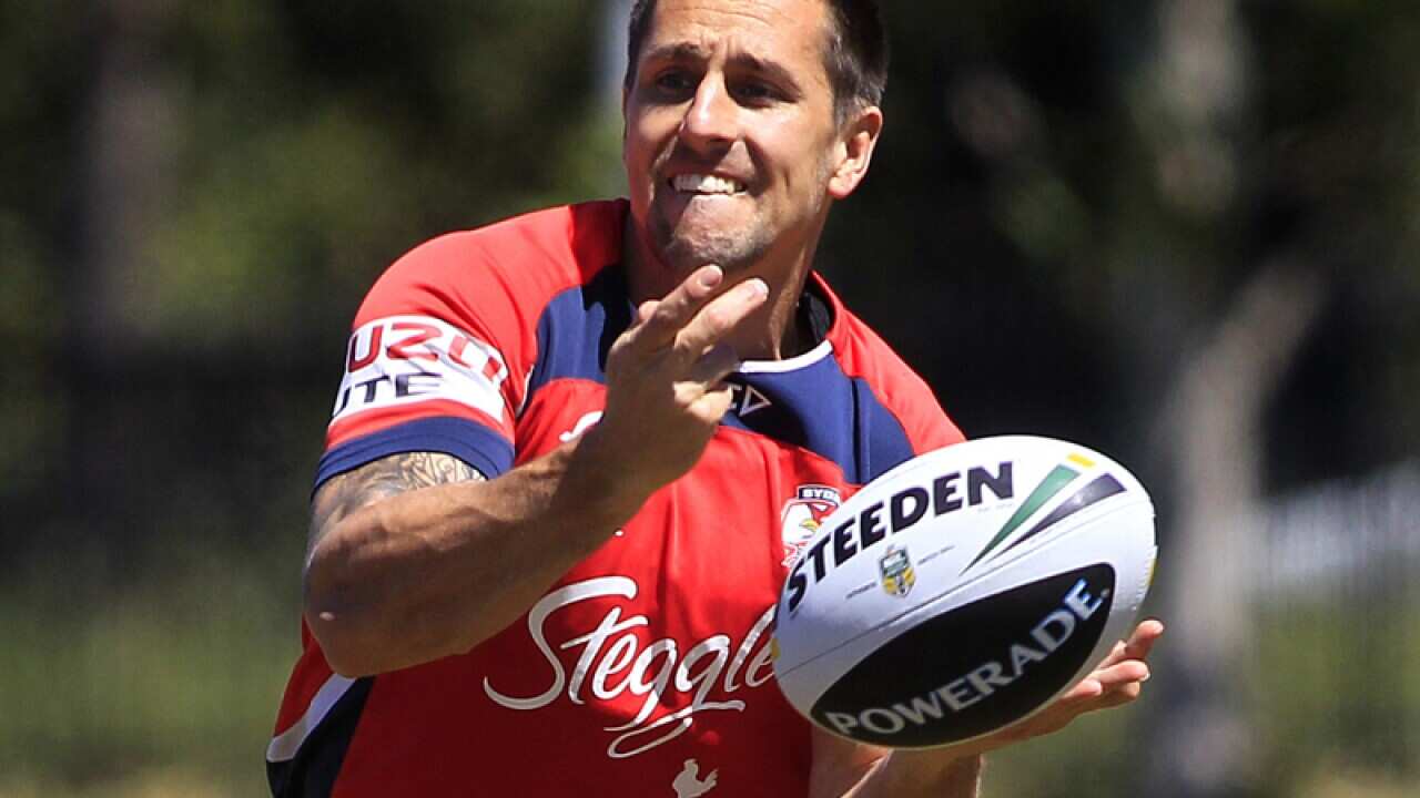 Mitchell Pearce during a Sydney Roosters training session