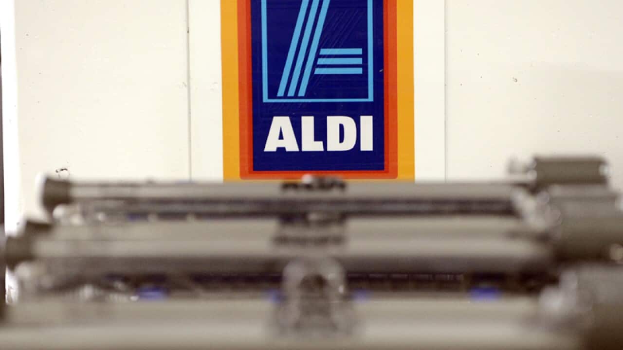 Aldi supermarket shopping trollies at a in Brisbane