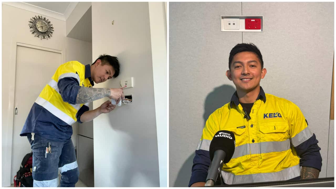 Ken Guinayen shared how he transitioned from factory work to completing an apprenticeship and studying at TAFE to become a licensed electrician.