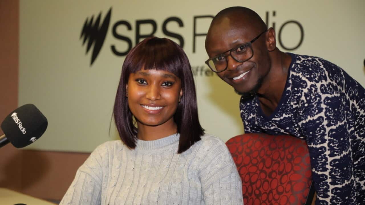 Mfalme wa Rhumba Titi Nagwalla na Malkia wa Bongo flava Mellz Malika ndani ya studio ya SBS Swahili