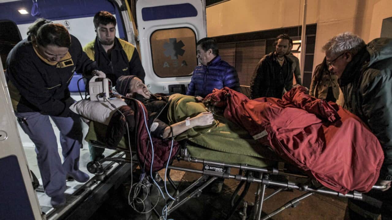 An American Antarctic worker arrives at a clinic in Chile