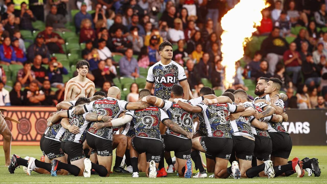 Indigenous players at February's game.