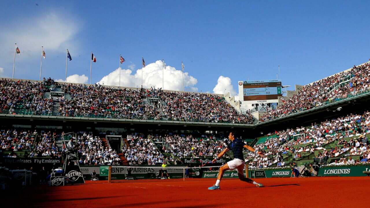 A general view of the Roland Garros tennis court in Paris