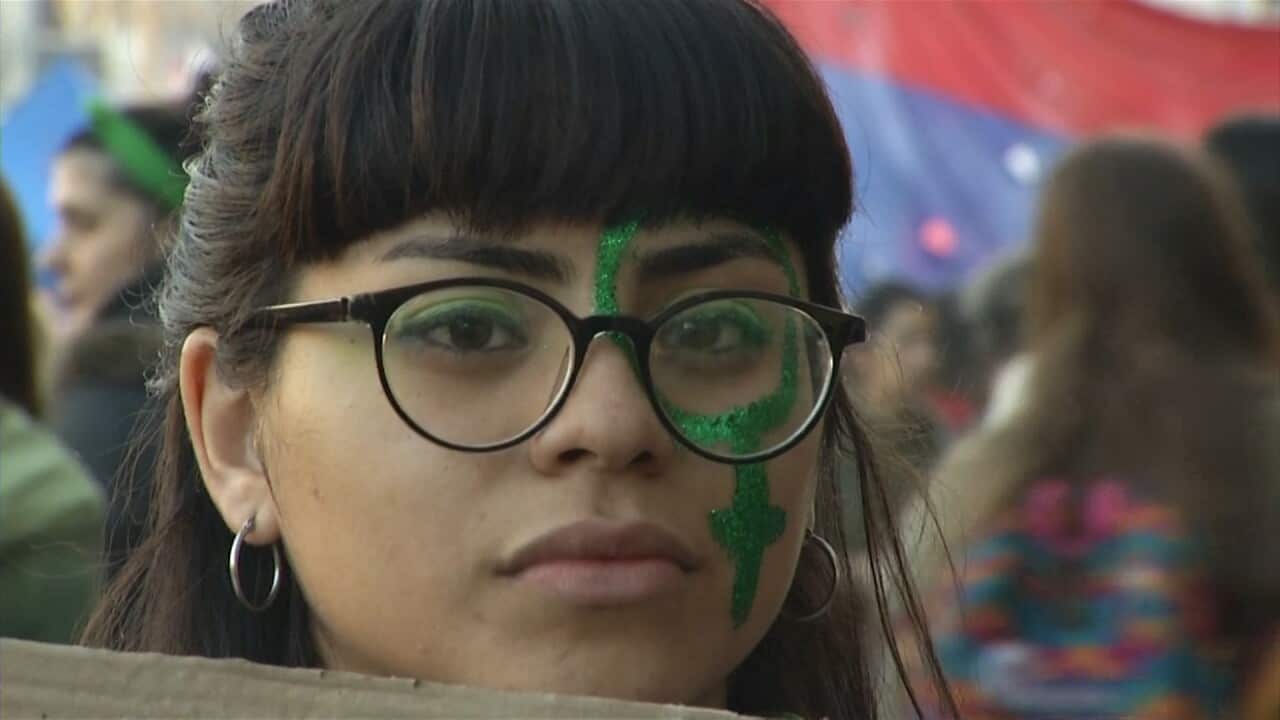 Protesters gather in response to abortion laws. Abortion in Argentina is currently permitted only in cases of rape, or if the mother's health is at risk.