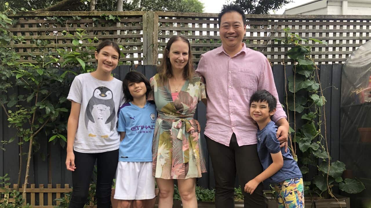 The Hui family at their home in Sydney. 